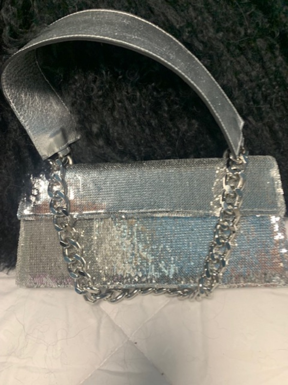 Silver sequin bag
